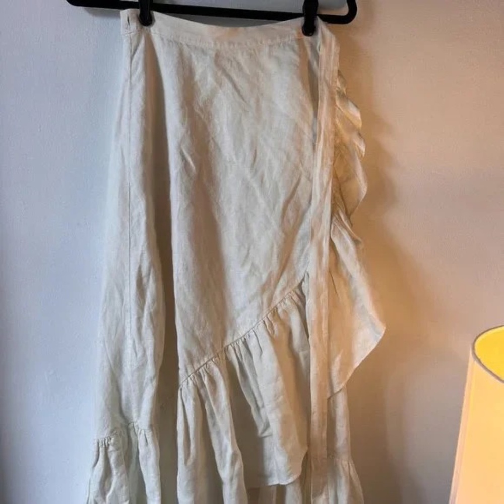 & Other Stories Cream Linen Wrap Skirt